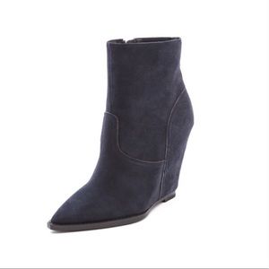 Ash | Jasmine Navy Blue Suede Bootie Wedge 37